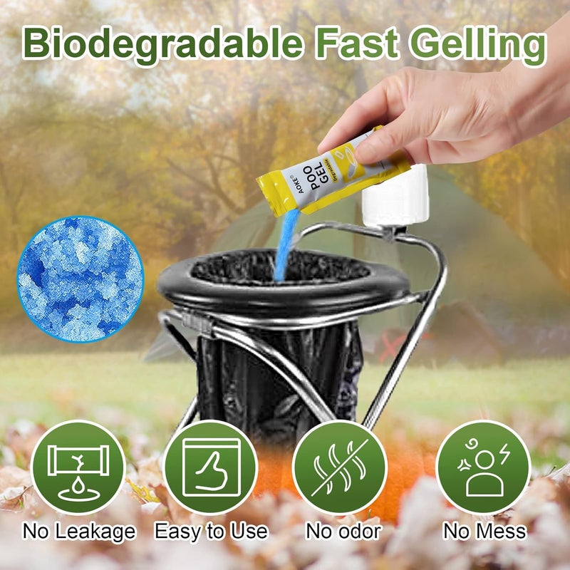 AOKE Portable Toilet Powder, Lemon 60 Pack Poo Gel for Camping Eco Absorbent Gel Liquid Waste Gelling and Deodorizing Powder, Emergency Toilet Waste Treatment for Outdoor Camping Hiking - Image 2